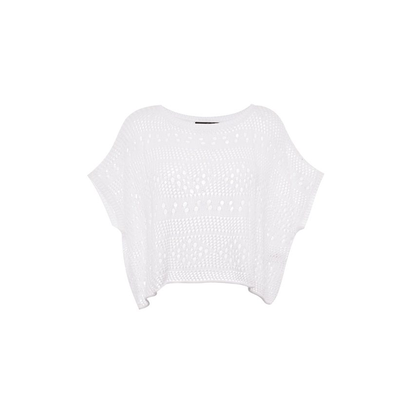 Top de punto color marfil