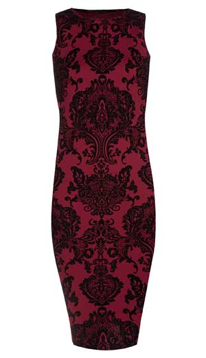 Rojo-estampado-vestido-de-mujer