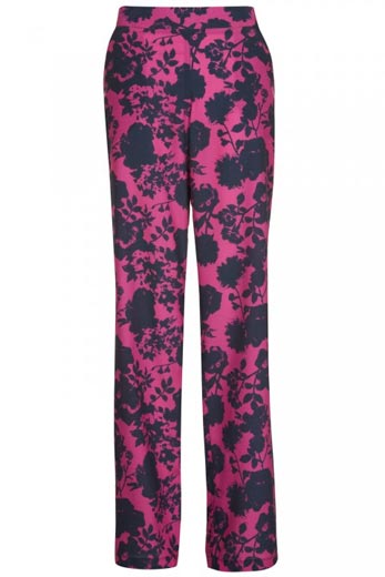 Pantalones de mujer colección 2014 - Palazzo purpura estampado floreado