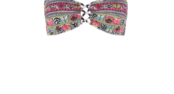 Bikini con estampado mexicano y modelo bandeau en coral