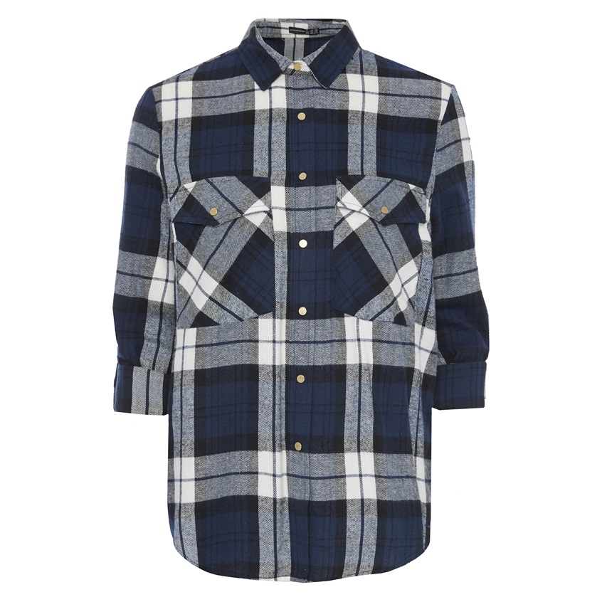 Blusón a cuadros azules y blancos