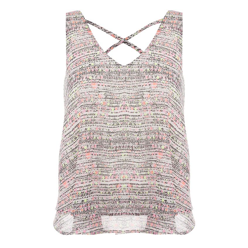 Top sin mangas multicolor de espalda cruzada