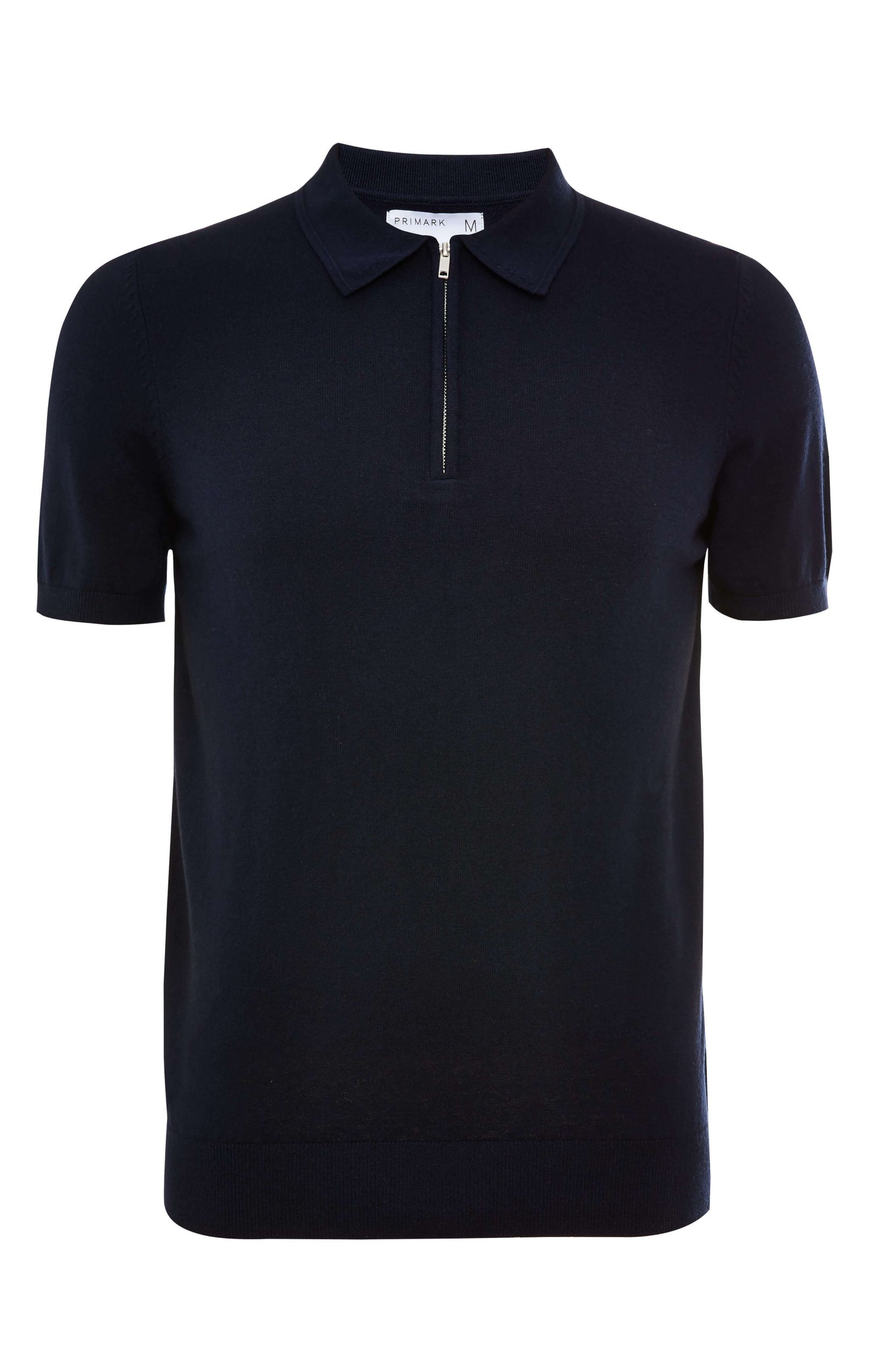 Camisetas y polos para hombre 2021 de Primark que te van a encantar - Navy polo con cuello de cremallera 16E scaled